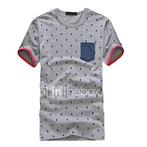 Mens Round Neck Skull Design Short Sleeve T shirt