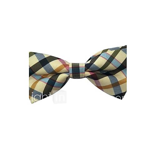 Mens Fashion Plaid Bowtie