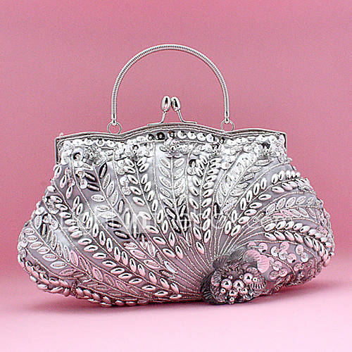 Kaunis WomenS Fashion Handmade Beaded Bag(Silver)