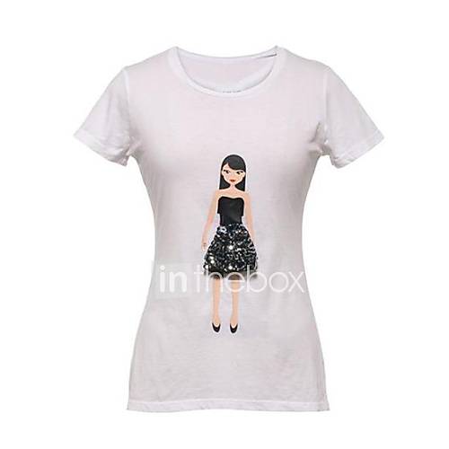 Womens Round Collar Skirts Girl Short Sleeved Decoration T Shirt