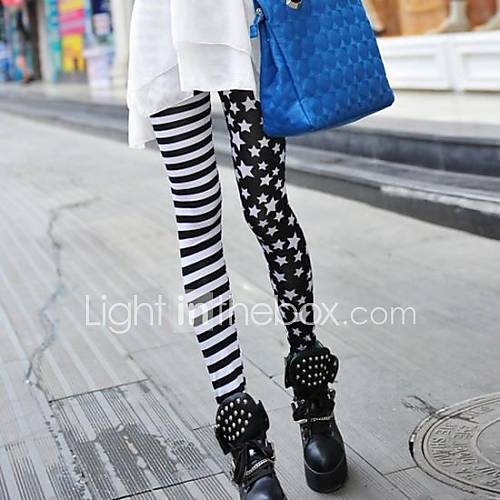 Womens Personality Star and Stripe Fashion Printing Leggings