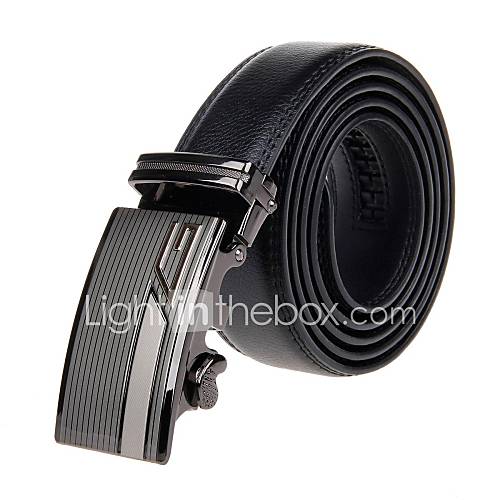 Mens Stylish Cow Split Leather Belt W/ Zinc Alloy Automatic Buckle