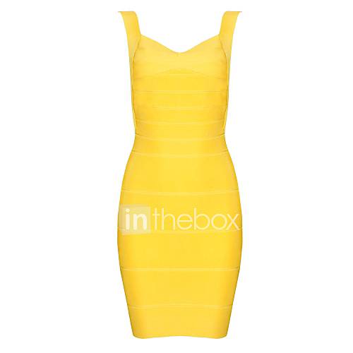 Yellow Halter Open Back Sexy Bodycon Bandage Dress