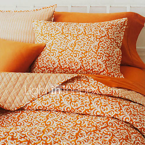 Quilt Set, 3 Piece 100% Cotton Country Style Apricot Arabesque