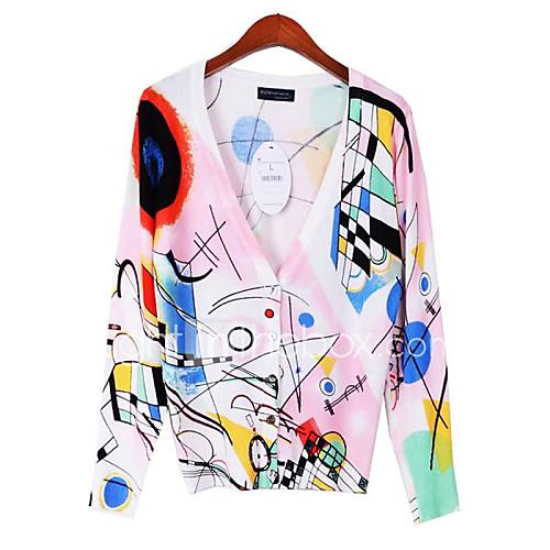 Womens Long Sleeve Printing Sweater Cardigan