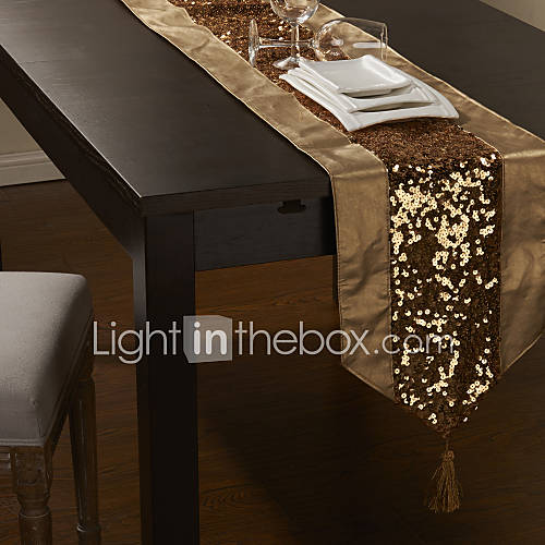 Golden Sequins Embellished Table Runner