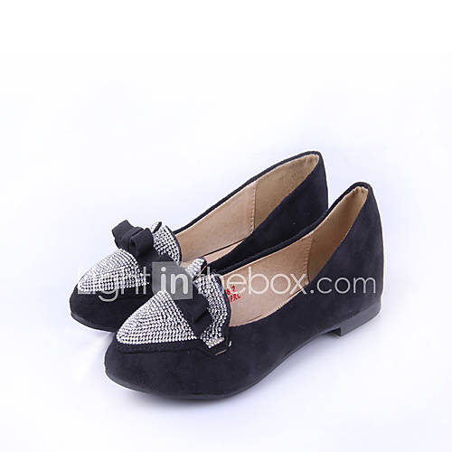 Womens Simple Rhinestone Embellishment Flat Shoes(Black)