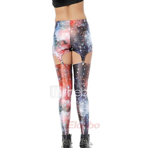 Elonbo Brilliant Starry Sky Style Digital Painting Tight Women Clip Leggings