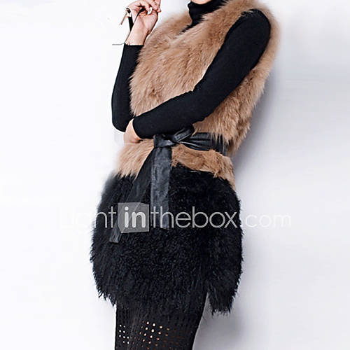 Sleeveless Collarless Faux Fur Party/Casual Vest