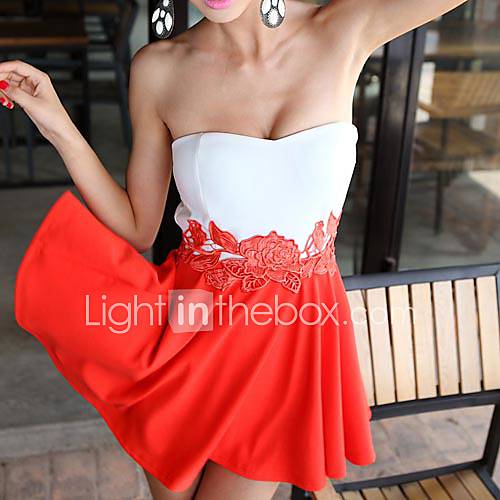 Nishang Sexy Bust Out Three Dimensional Embroidery Flower Colordress(Red)