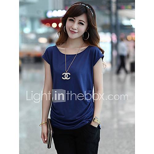 E Shop 2014 Summer Maxi Slim Short Sleeve T Shirt (Blue)