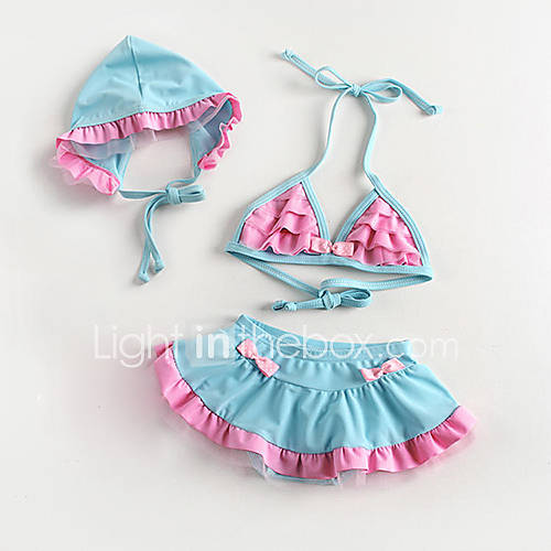 Girls Candy Color Skirt Bikini Swimwear