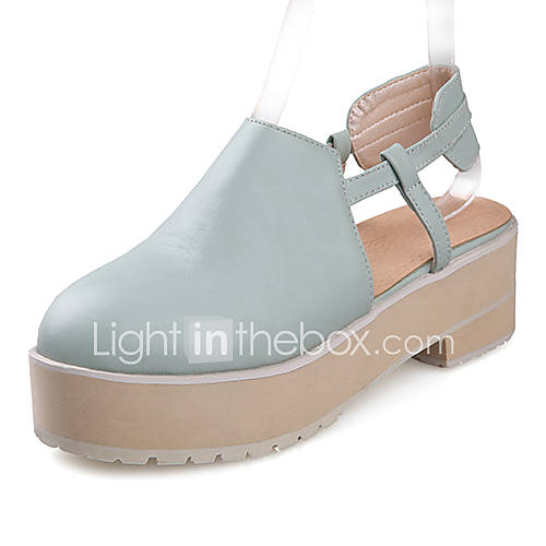 ELF Shoes Womens Elegant Closed Toe Slingbacks Platform Heel PU Leather Shoes
