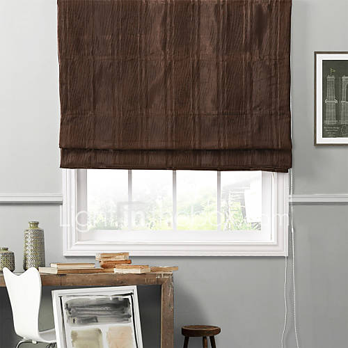 Modern Fancy Blackout Brown Stripe Embossed Roman Shade