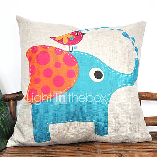 Cute Cartoon Elepant Pattern Decorative Pillow Cover