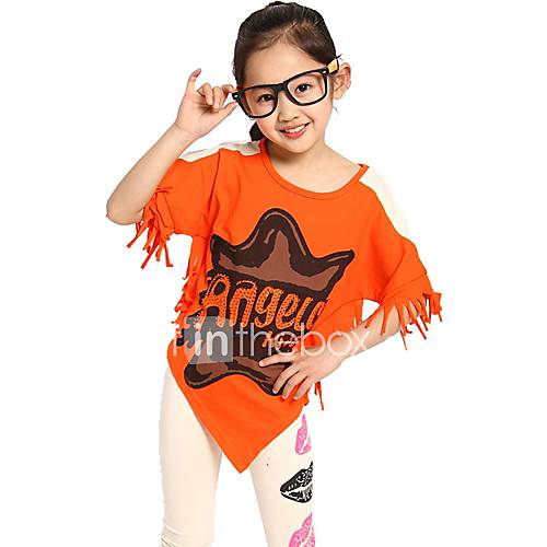 Girls Irregular Cut Contrast Color Clothing Sets