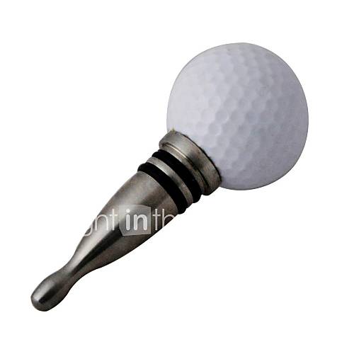 Creative Golf Style Stainless Steel Wine Air Tight Stopper   White and Sliver