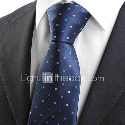 Tie Classic Check Navy Dark Blue Men Tie Necktie Formal Wedding Holiday Gift