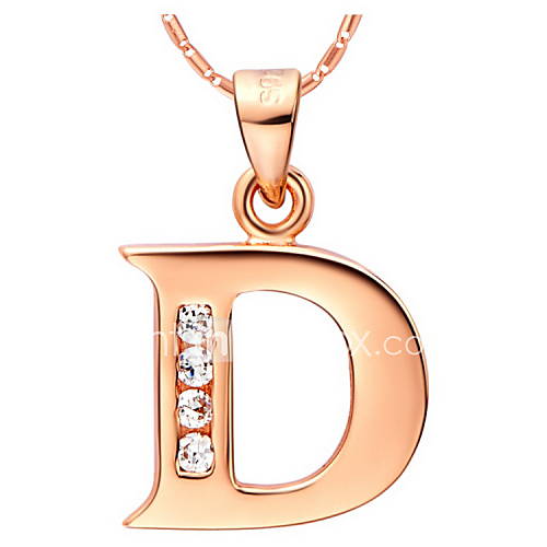 Fashion D Logo Alloy Womens Necklace With Rhinestone(1 Pc)(Gold,Silvery)