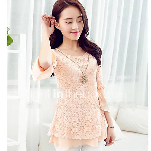 Womens Round Collar Show Thin Blouse