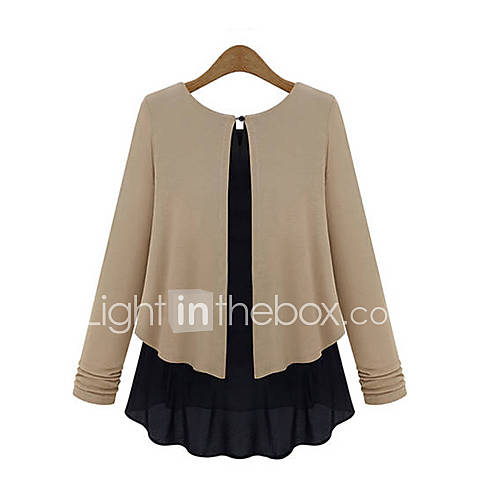 VS Style Womens Splice Chiffon Thick Long Sleeve Knitwear