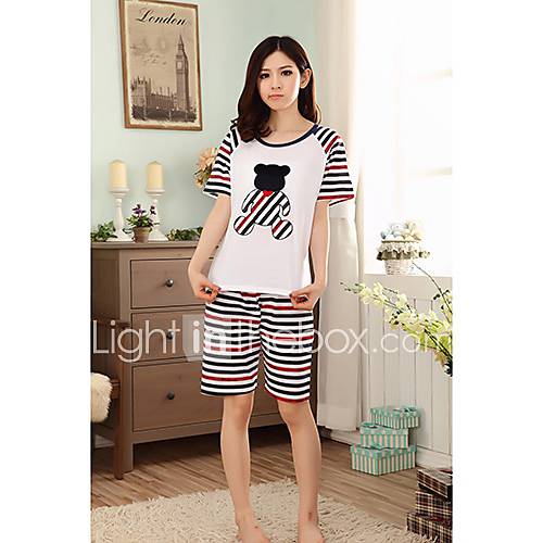 Womens Stripe Panda Print Pajama