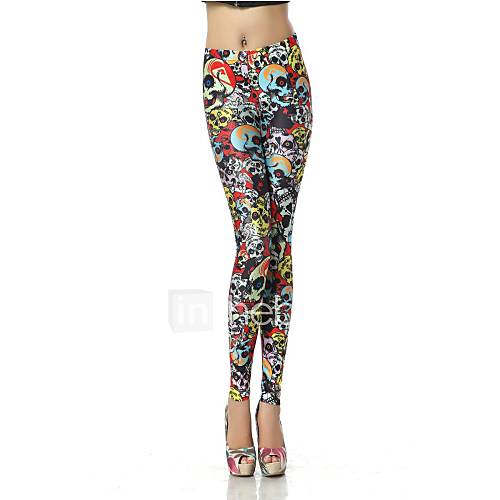 Elonbo The Colorful Skeletons Style Digital Painting Tight Women Leggings