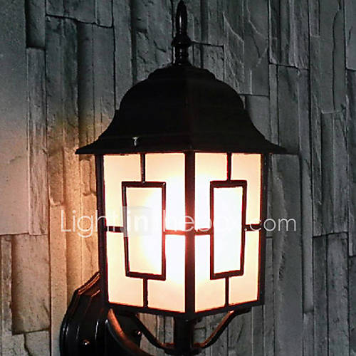 Outdoor Wall Light, 1 Light, Traditional Aluminum Glass Painting