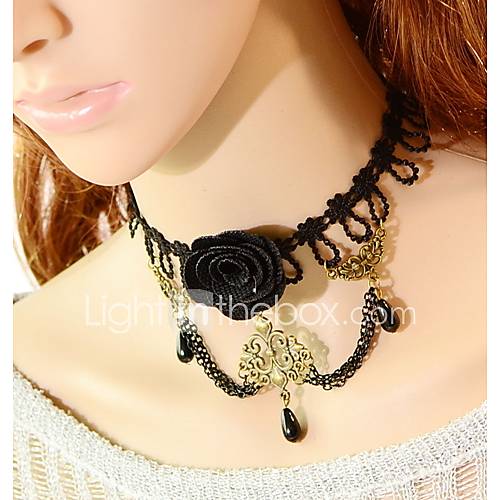 OMUTO Gothic Collarbone Crown Vintage Necklace(Black)