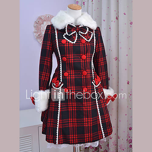 Scotland Girl Red Grids Polyester Sweet Lolita Coat