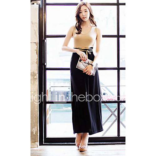 Qcqy Fashion Stitching Color Long Section Dress