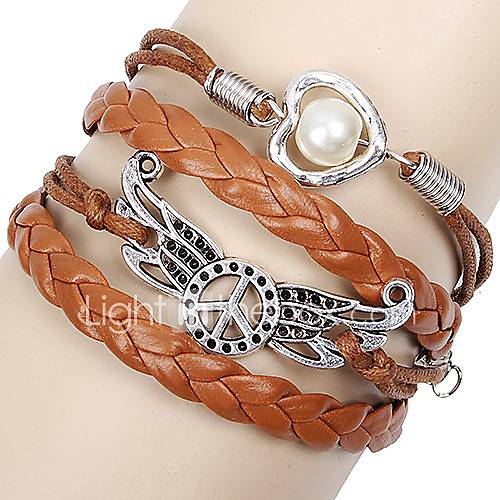 Shining Infinity Style Peace Love Handmade Leather Bracelet (Screen Color)