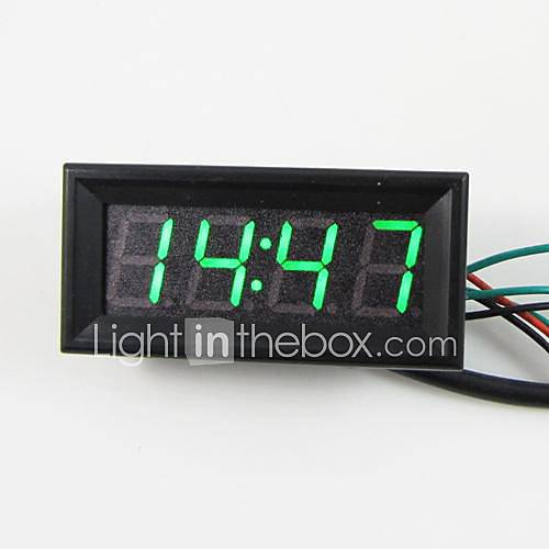 Car Digital LED 18B20 Probe 0.56 12V 24V 3 in 1 Green Voltage Temp Gauge Meter