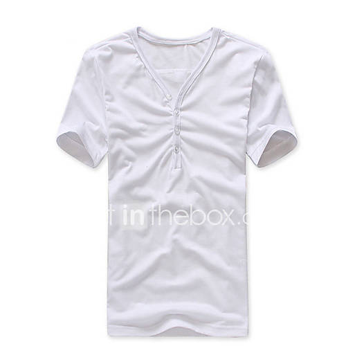 Shishangqiyi V Neck Short Sleeve Simple T Shirt(White)