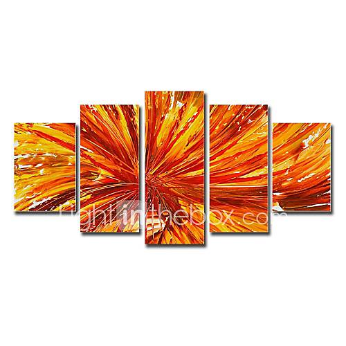 Hand Painted Oil Painting Floral Red Flower with Stretched Frame Set of 5