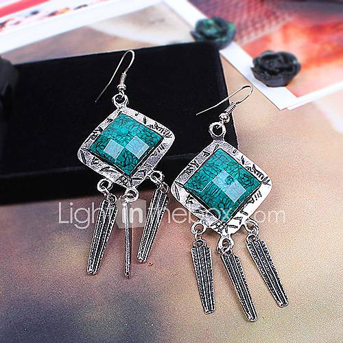 Shining Alloy Diamond Vintage Earrings (Green)