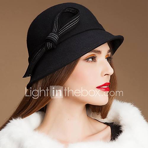 Fashionable Wool Ladies Party/ Outdoor/ Casual Hat With Bowknot(More Colors)