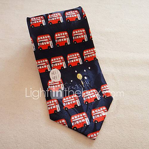 Mens Retro Wool Tie With Double Bus Pattern