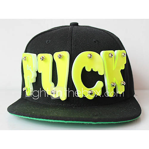 Unisex Crystal Flat Ledge Hat With Fluorescent Alphabet FACK