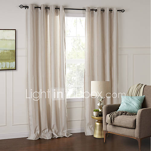 (One Pair) Modern Elegant Beige Plaid Eco friendly Curtain