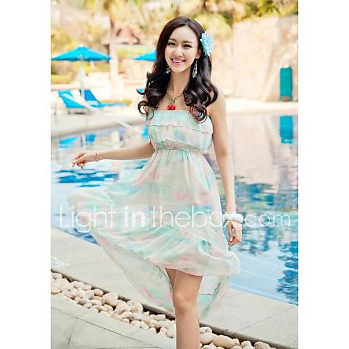 Womens Sleeveless Bohemian Colorful Strap Beach Dress