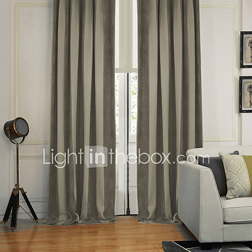 (One Pair) Neoclassical Stripe Jacquard Eco friendly Curtain