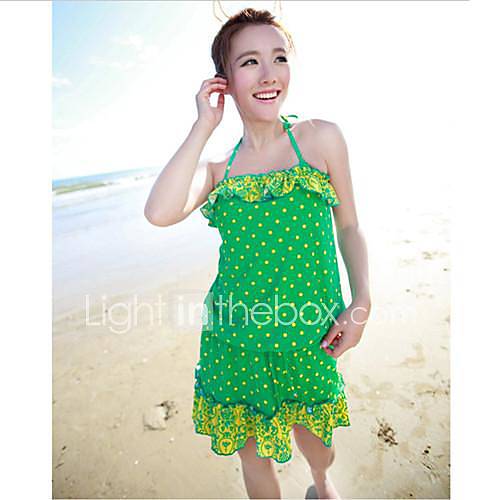 Womens Korean Fashion New Style Fluorescent Color Sexy Nylon and Spandex Three Pieces Bikini