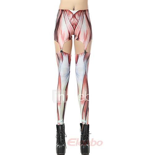 Elonbo Muscle Style Digital Painting Tight Women Clip Leggings