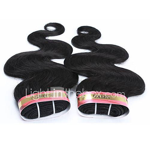 22 Inch Natural Black Body Wave Wavy Burmese Virgin Hair Weave Bundles 62G/Piece (2.10OZ/Piece)