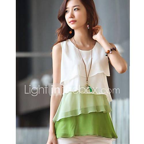 Womens Layered Splicing Chiffon Blouse