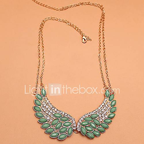 Shining Elegant Alloy Gemstone Angel Wings Necklace (Screen Color)