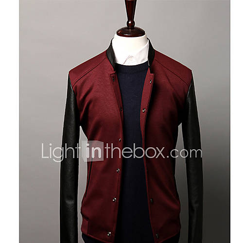 MSUIT Fashion Leather Sleeve Design Joker Men Jacket Z9124