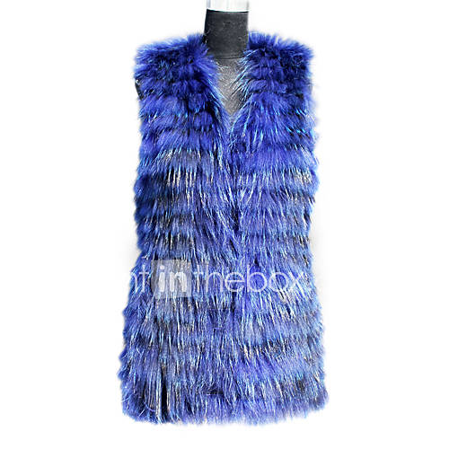 Sleeveless Collarless Raccoon Fur Party/Casual Vest(More Colors)
