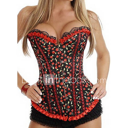 Cherry Satin Plastic Boning Corset Shapewear